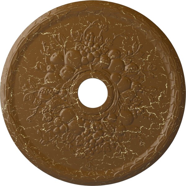 Ekena Millwork Grape Ceiling Medallion (Canopies up to 3 5/8"), 22 5/8"OD x 3 5/8"ID x 5/8"P, Smokey Topaz Crackle CM22GRSTC - main